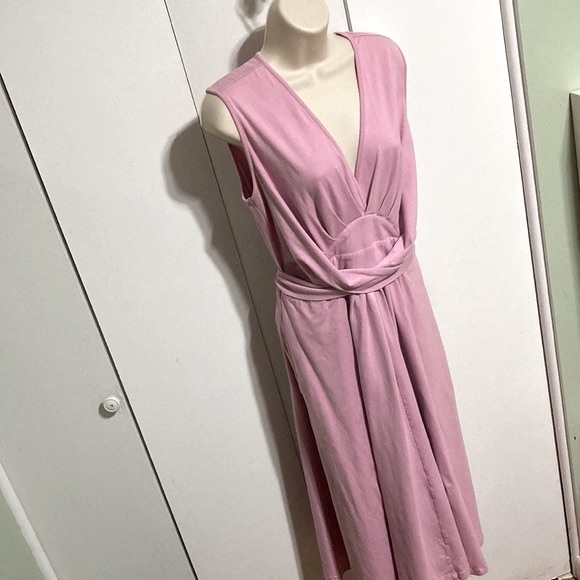 eSHAKTI Dusty Pink Sleeveless Cotton Blend Sheath Dress Womens Large 14 - Picture 6 of 13